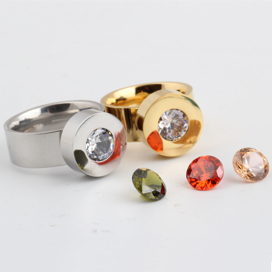 Damen Ring mit drehbarem Kristalleinsatz und modernem Design Shop Nory