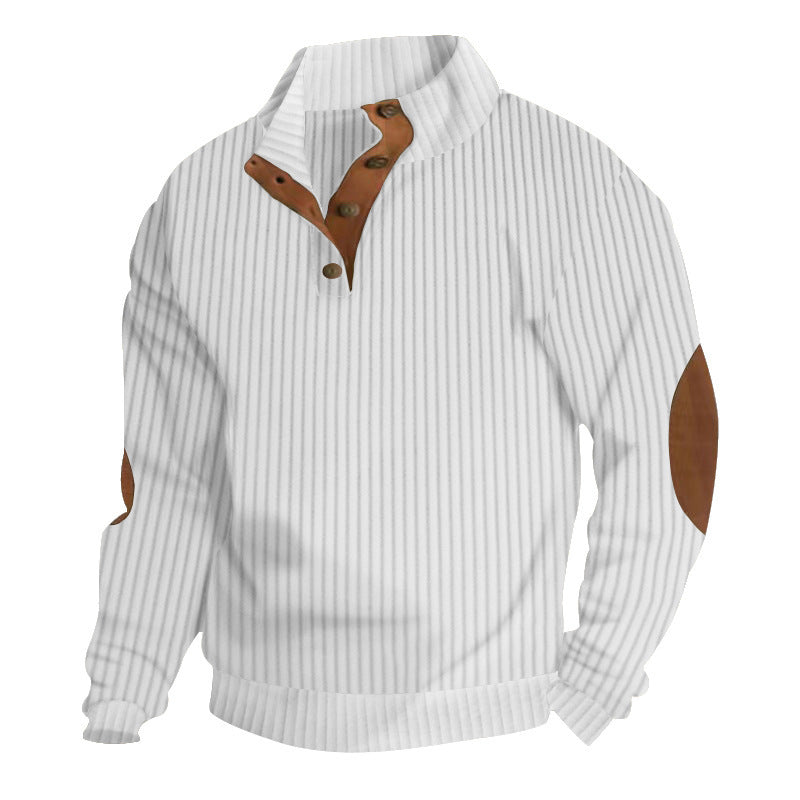 Herren Grobstrick-Troyer mit Zopfmuster, Stehkragen und Leder-Ellbogenpatches Shop Nory