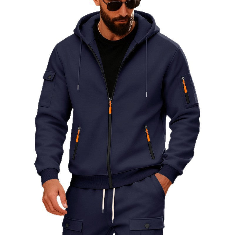 Herren Kapuzen-Sweatjacke mit durchgehendem Reißverschluss und mehreren Sicherheits-Taschen Shop Nory