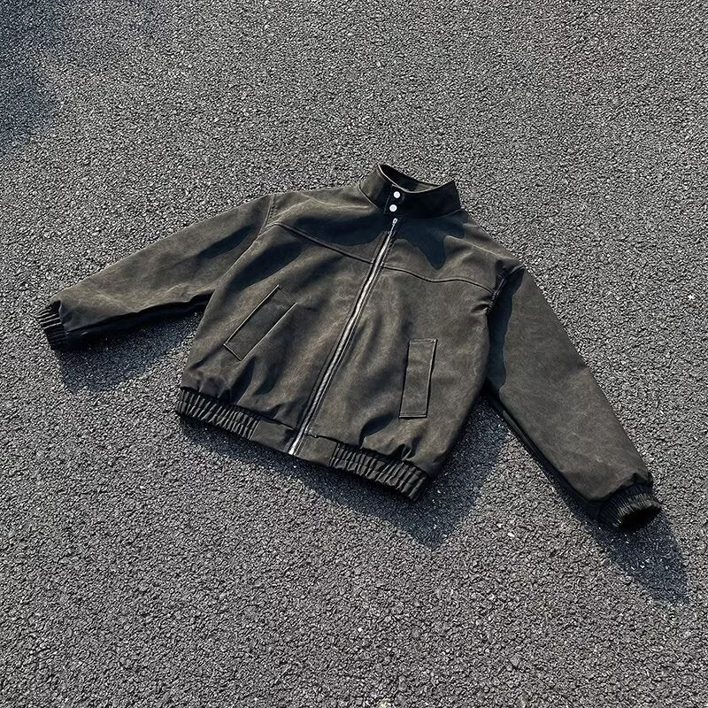 Unisex Kurz geschnittene Oversize-Bomberjacke mit Stehkragen und elastischem Saum Shop Nory