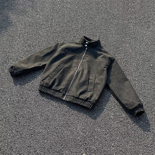 Unisex Kurz geschnittene Oversize-Bomberjacke mit Stehkragen und elastischem Saum Shop Nory