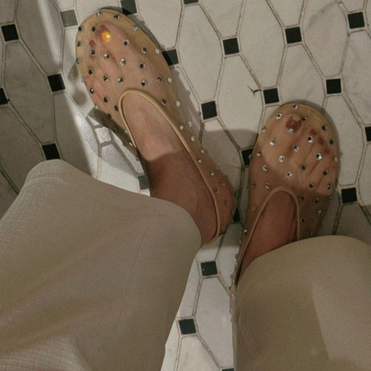 Damen Mesh‑Mules mit Schmucknieten und gepolstertem Komfortfußbett Shop Nory