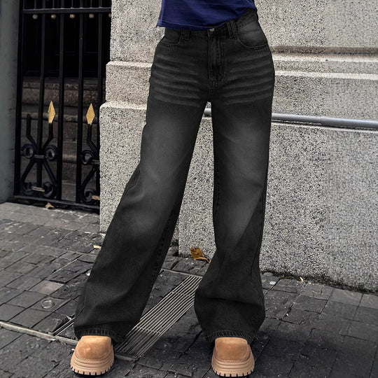 Damen weite hochtaillierte Denim-Jeans im Baggy‑Stil mit extra weitem Bein Shop Nory