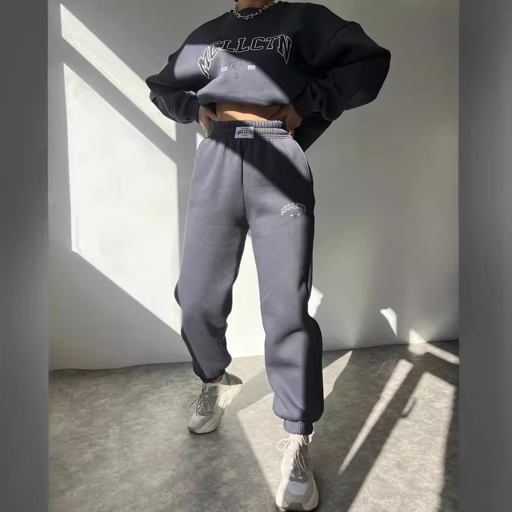 Damen Oversized College-Sweatshirt und High-Waist-Jogger-Set aus French-Terry Shop Nory