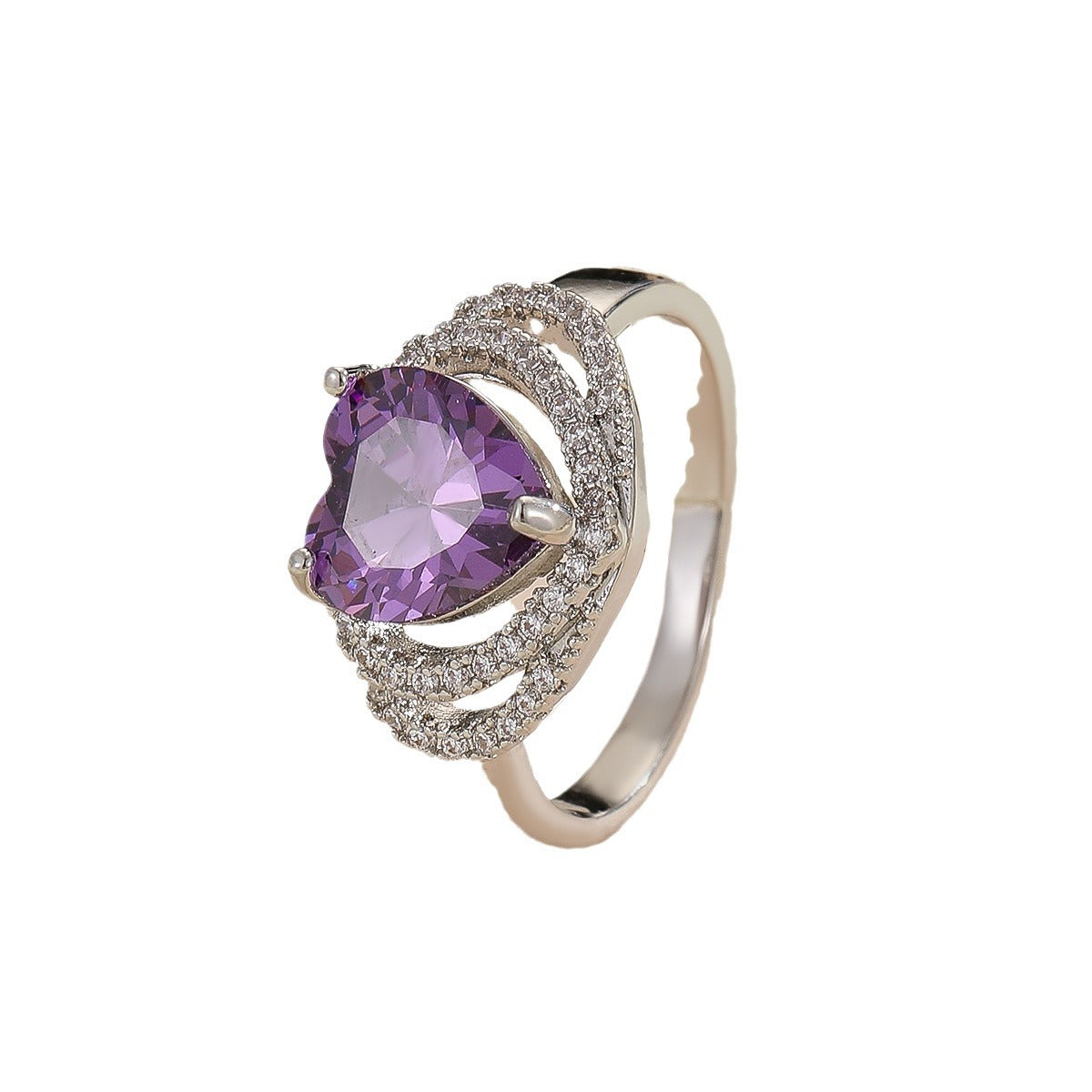 Damen herzförmiger Ring mit Zirkonia-Verzierung Shop Nory