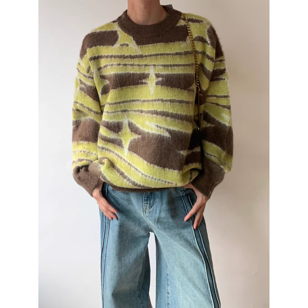 Damen Modischer Grobstrickpullover mit grafischem Muster Shop Nory