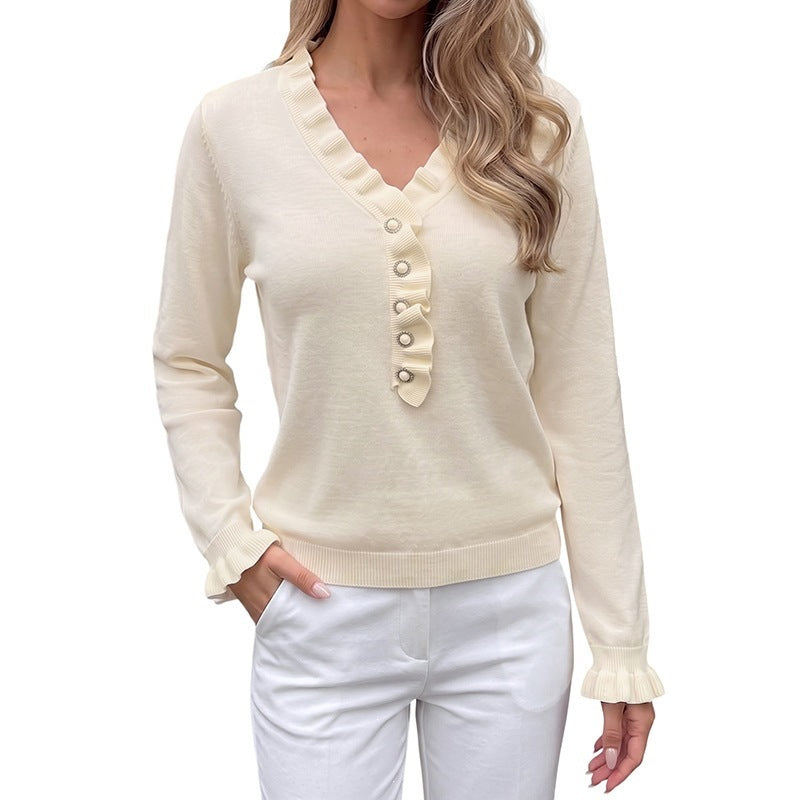 Damen Eleganter Pullover mit Rüschendetails Shop Nory