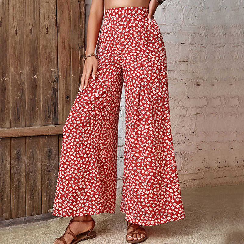Damen High‑Waist Palazzo‑Hose mit weitem, fließendem Bein und floralem Alloverprint Shop Nory