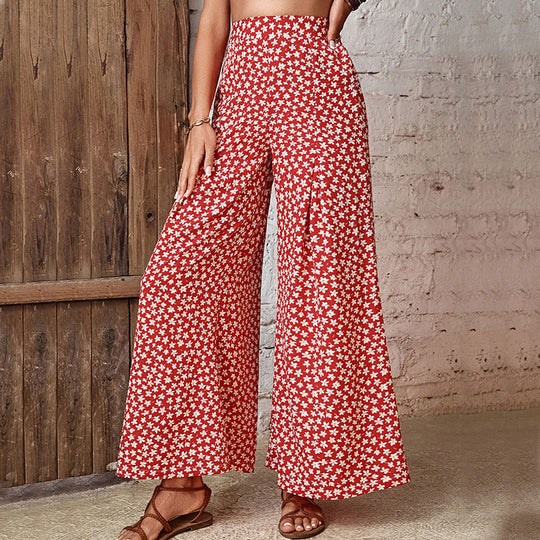 Damen High‑Waist Palazzo‑Hose mit weitem, fließendem Bein und floralem Alloverprint Shop Nory