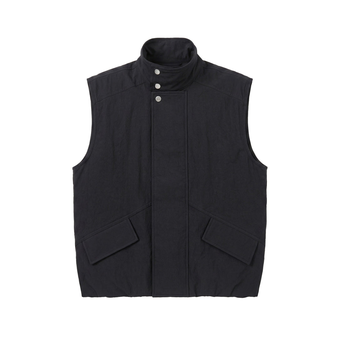 Herren Utility‑Weste mit hohem Stehkragen, Druckknopfblende und großen Pattentaschen Shop Nory
