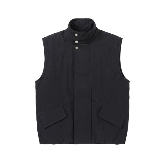 Herren Utility‑Weste mit hohem Stehkragen, Druckknopfblende und großen Pattentaschen Shop Nory