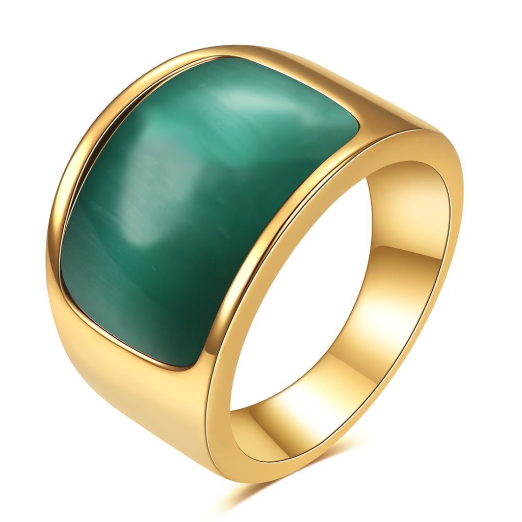 Damen Ring mit kunstvollem grünem Edelstein und elegantem Goldfinish Shop Nory