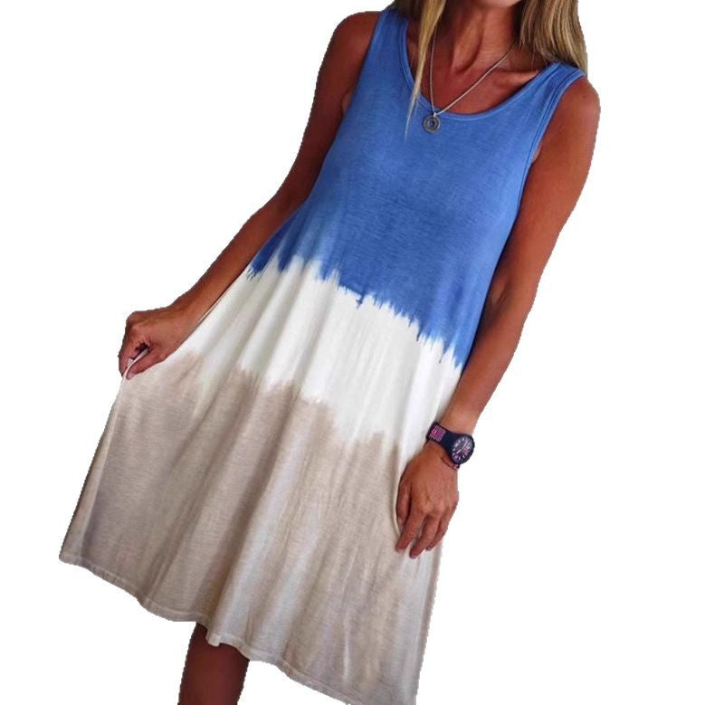 Damen ärmelloses Kleid mit modischem Farbverlauf und entspannter Silhouette