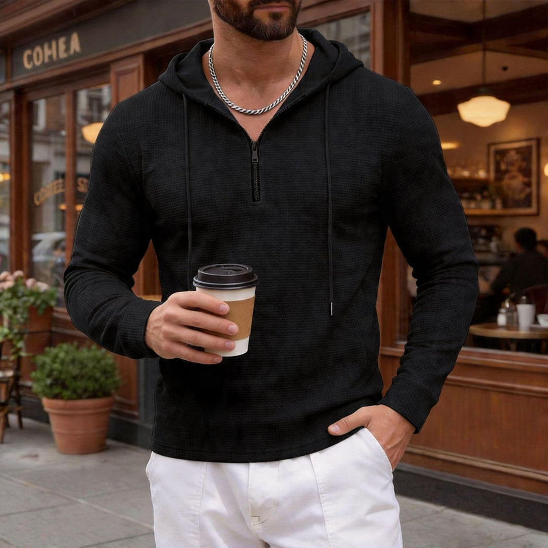 Herren texturierter Halbzip-Kapuzenpullover in Slim Fit Shop Nory