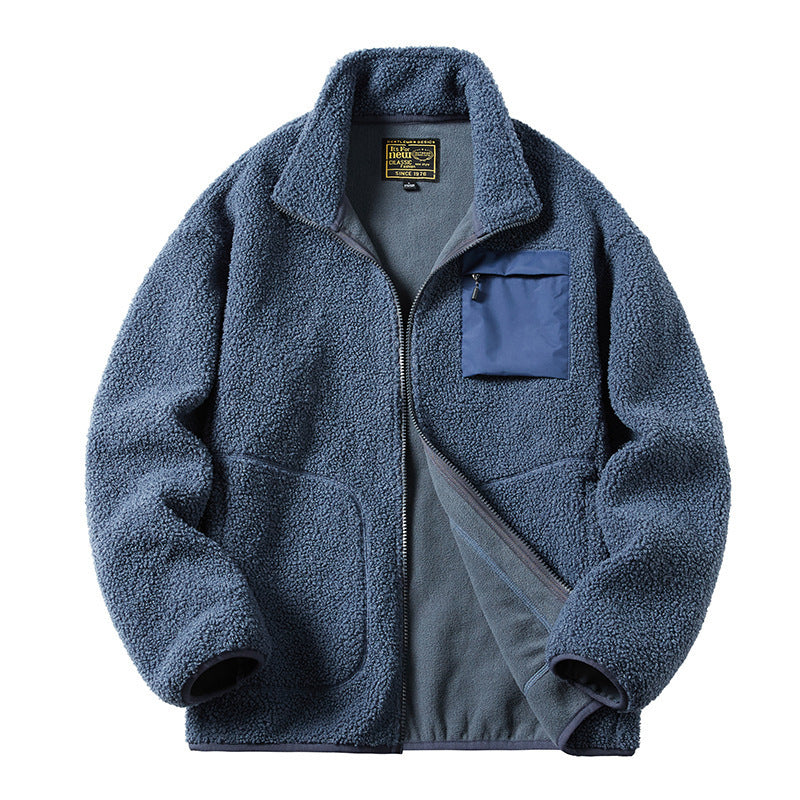 Herren Sherpa‑Fleecejacke im Utility‑Style mit Reißverschluss‑Brusttasche und Stehkragen Shop Nory