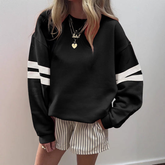 Damen Weit geschnittenes Sweatshirt mit Kontraststreifen an den Ärmeln Shop Nory