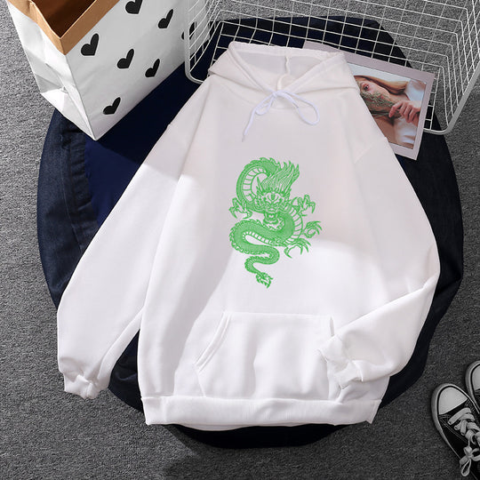 Unisex nan Kapuzenpullover mit detailreichem Drachenmotiv, Oversize‑Schnitt und Kängurutasche Shop Nory