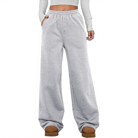 Damen Kuschelige Fleece-Sweatpants mit weitem Bein und hohem Elastikbund Shop Nory
