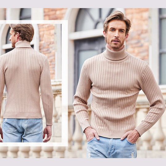 Herren gerippter Rollkragenpullover aus Feinstrick mit taillierter Silhouette Shop Nory