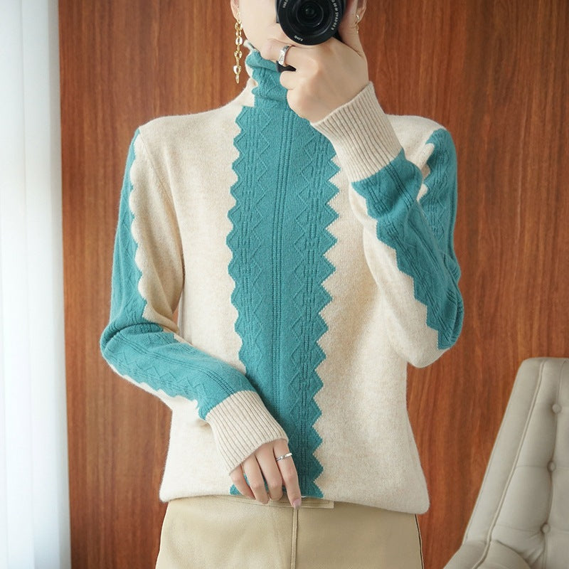 Damen Premium-Rollkragenpullover aus Feinstrick mit zentrierter Ajour‑Zopfstruktur Shop Nory