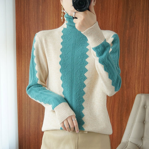 Damen Premium-Rollkragenpullover aus Feinstrick mit zentrierter Ajour‑Zopfstruktur Shop Nory