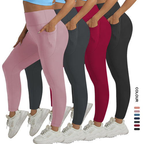 Damen hochtaillierte Sportleggings mit Seitentasche und formendem Stretchmaterial Shopy Nory