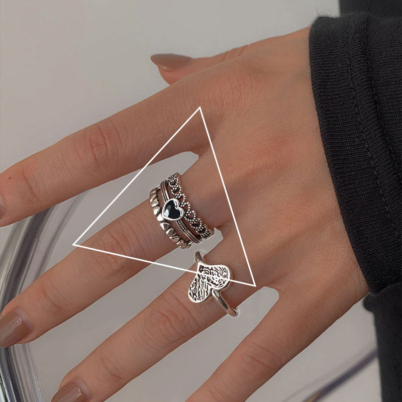 Damen Ring-Set mit Herzen und modernem Design Shop Nory