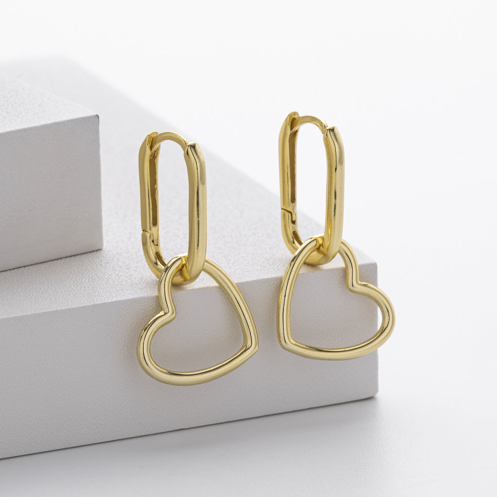 Damen Ohrhänger im modernen Herzdesign aus 925 Sterling Silber Shop Nory
