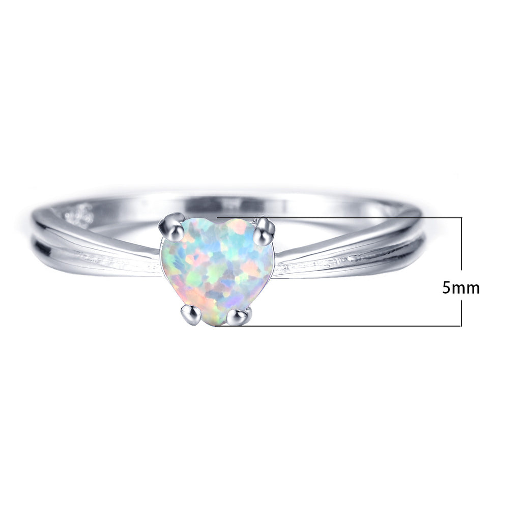 Damen Ring mit herzförmigem Opal und elegante Doppelband-Design Shop Nory