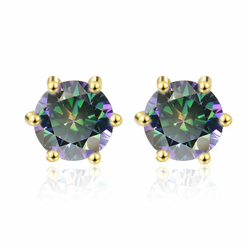 Damen Ohrringe mit funkelnden blauen Kristallen und edlem Goldrahmen Shop Nory