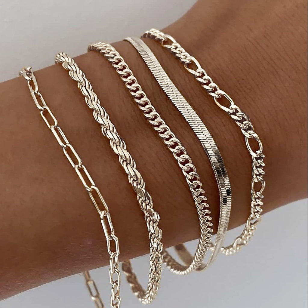 Damen Armband-Set mit eleganten und vielseitigen Kettenstrukturen Shop Nory