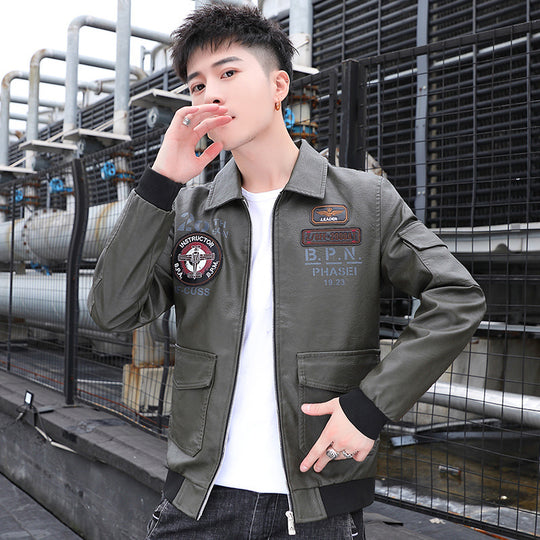 Herren Aviator‑Bomberjacke im Military‑Style mit großem Rückenpatch und Ärmeltasche Shop Nory