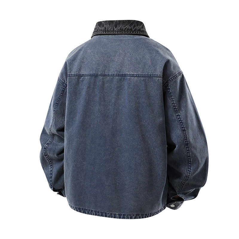 Herren Modische Denimjacke mit hohem Kragen und praktischen Taschen Shop Nory