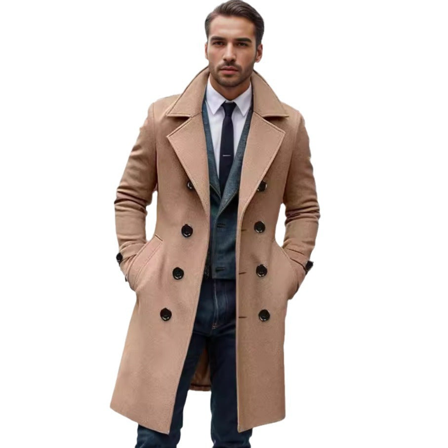 Herren Doppelreihiger Wollmantel mit breitem Revers und taillierter Silhouette Shop Nory