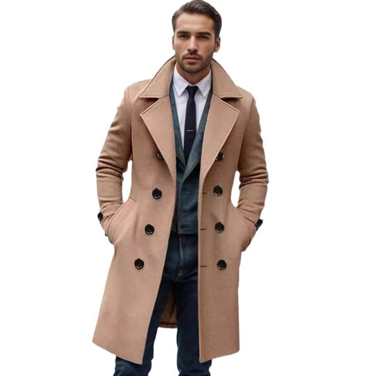 Herren Doppelreihiger Wollmantel mit breitem Revers und taillierter Silhouette Shop Nory