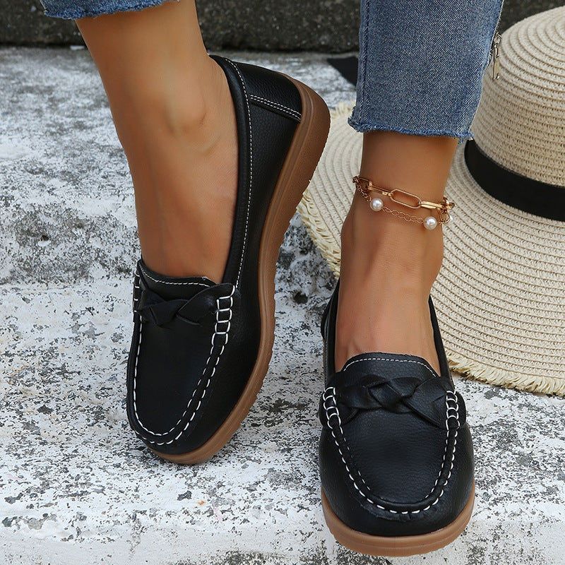 Damen Mokassin Schuhe mit eleganten Flecht-Details