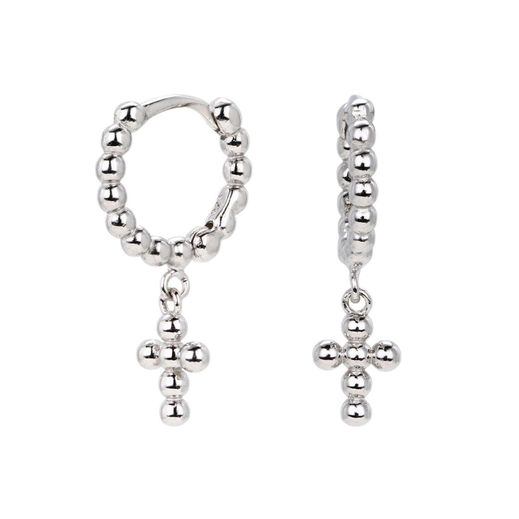 Damen Creolen Ohrringe mit Kreuzdesign aus 925 Sterling Silber Shop Nory