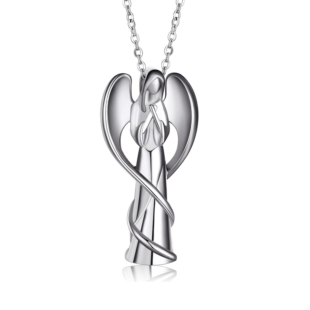 Damen Halskette mit kunstvollem Engel-Anhänger aus hochwertigem Metall Shop Nory