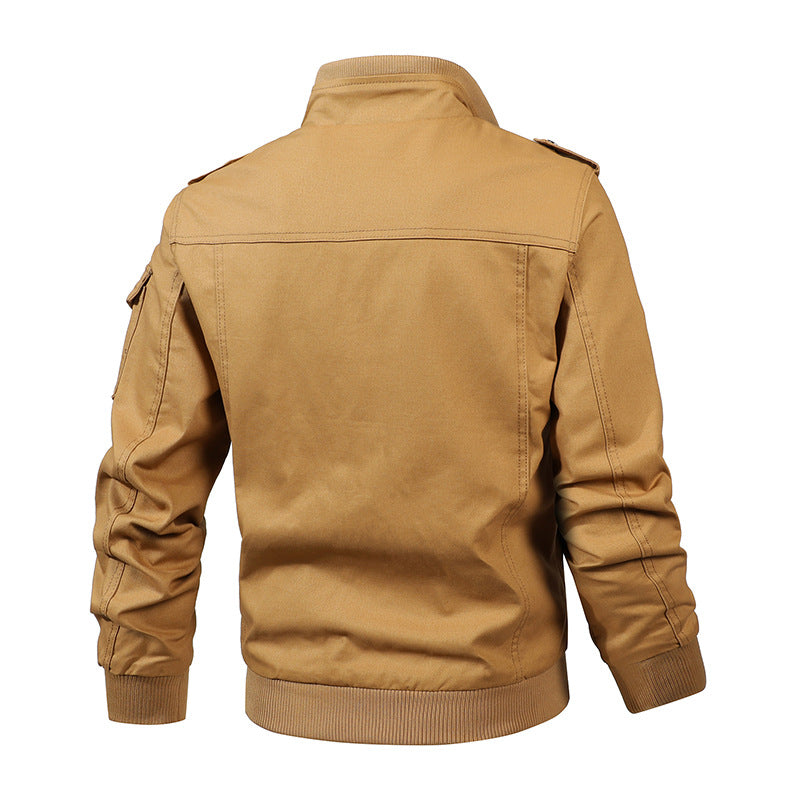Herren Fieldjacke im Military-Stil mit Mehrfach-Taschen und Strickkragen Shop Nory