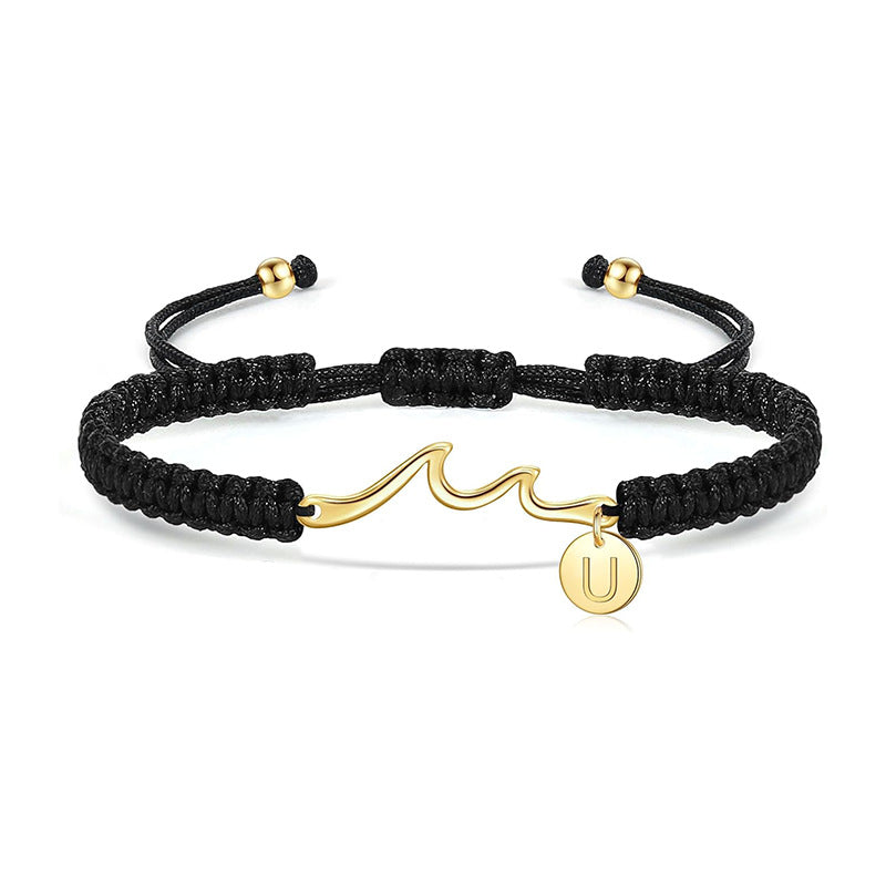Damen Armband mit elegantem Wellen-Design und personalisierbarem Anhänger Shop Nory