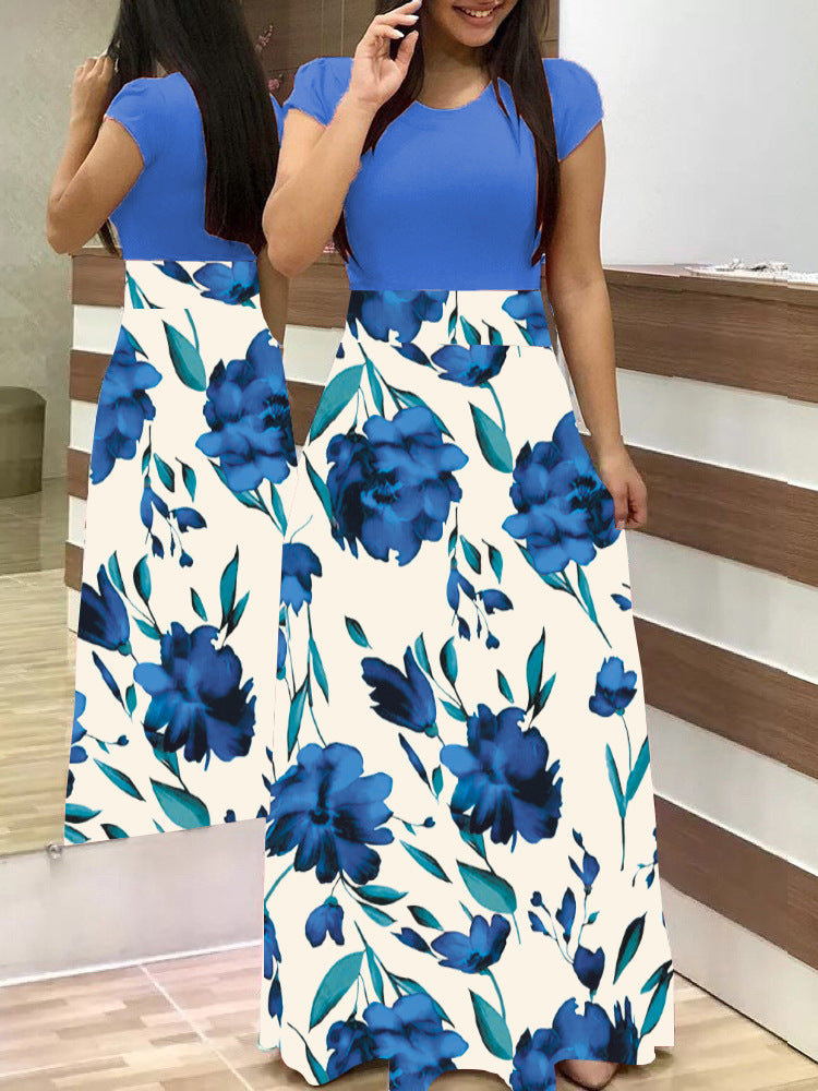 Damen Fließender Maxirock mit hoher Taille und großem Blumenprint Shop Nory