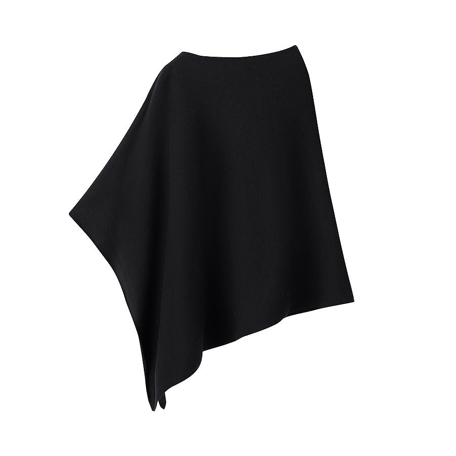 Damen Leichter Strickponcho mit asymmetrischem Saum und U-Boot-Ausschnitt Shop Nory
