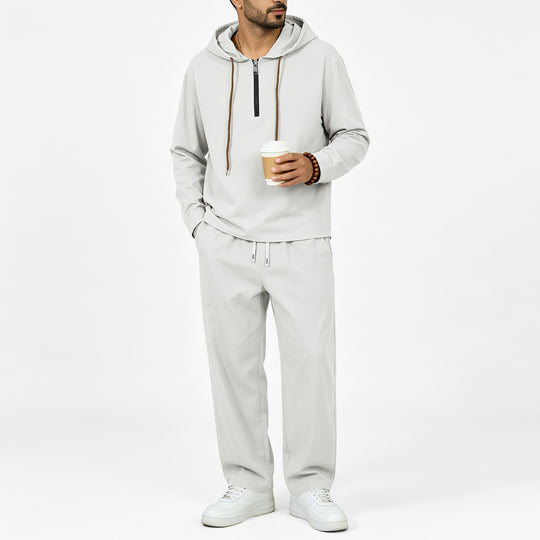 Herren Leichter Halbzip-Kapuzenpullover im Relaxed-Fit mit Kordelzug Shop Nory
