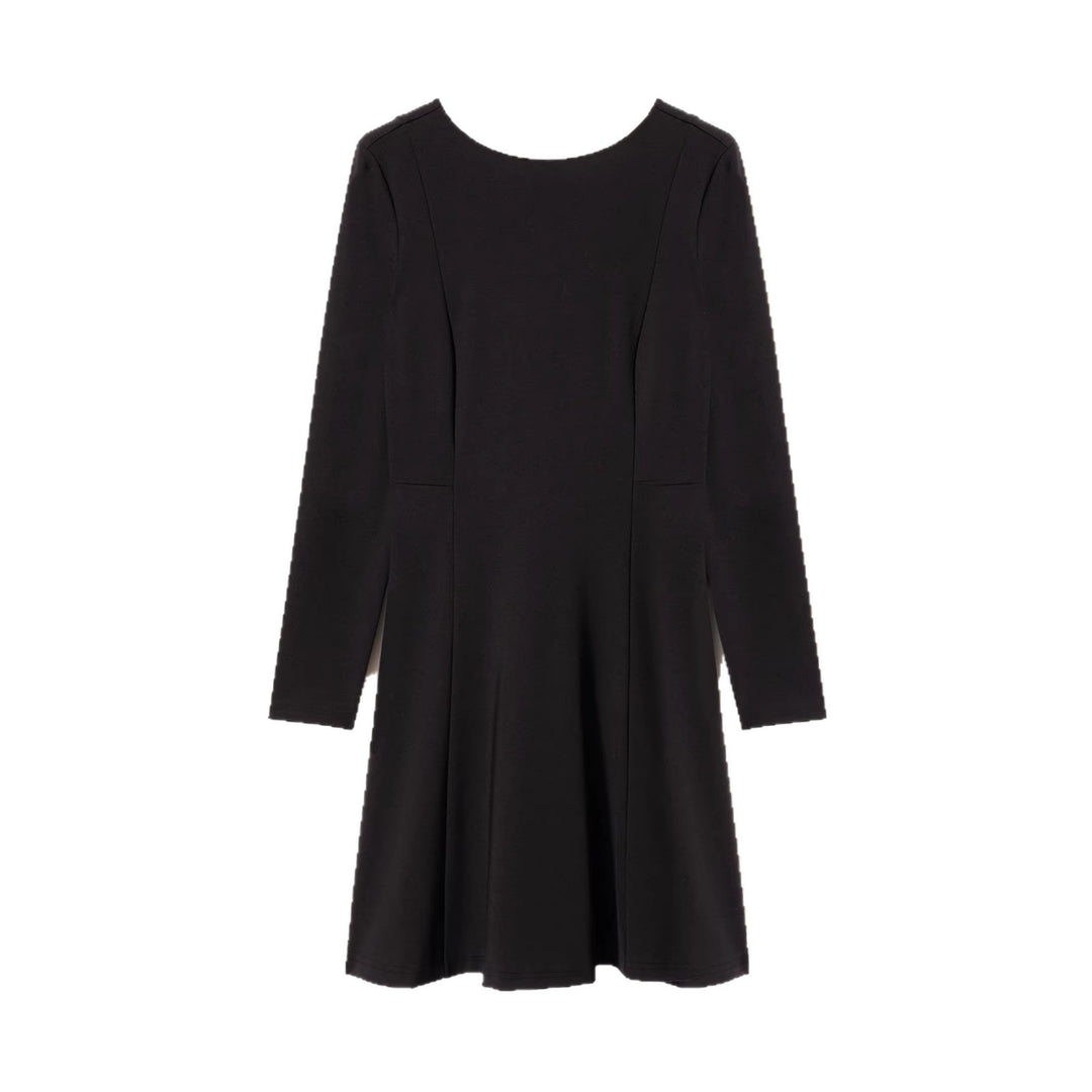 Damen Elegant fließendes Chiffon‑Kleid mit geraffter Taillenpasse, langen Ballonärmeln und Bindekragen Shop Nory