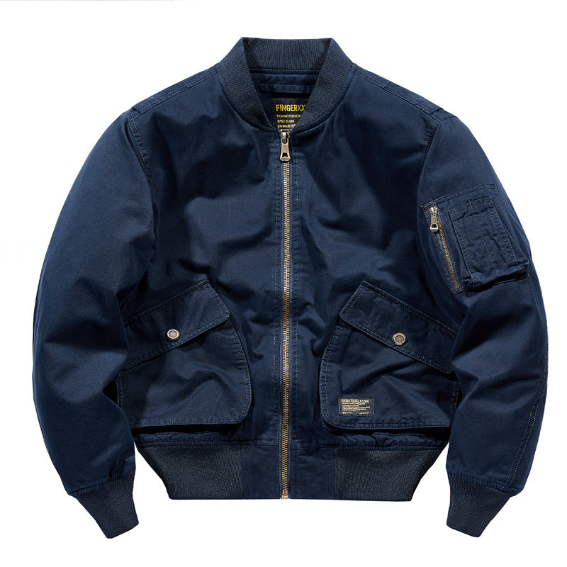 Herren Kurzgeschnittene Canvas-Bomberjacke im Utility‑Field‑Stil mit Taschenorganizer Shop Nory
