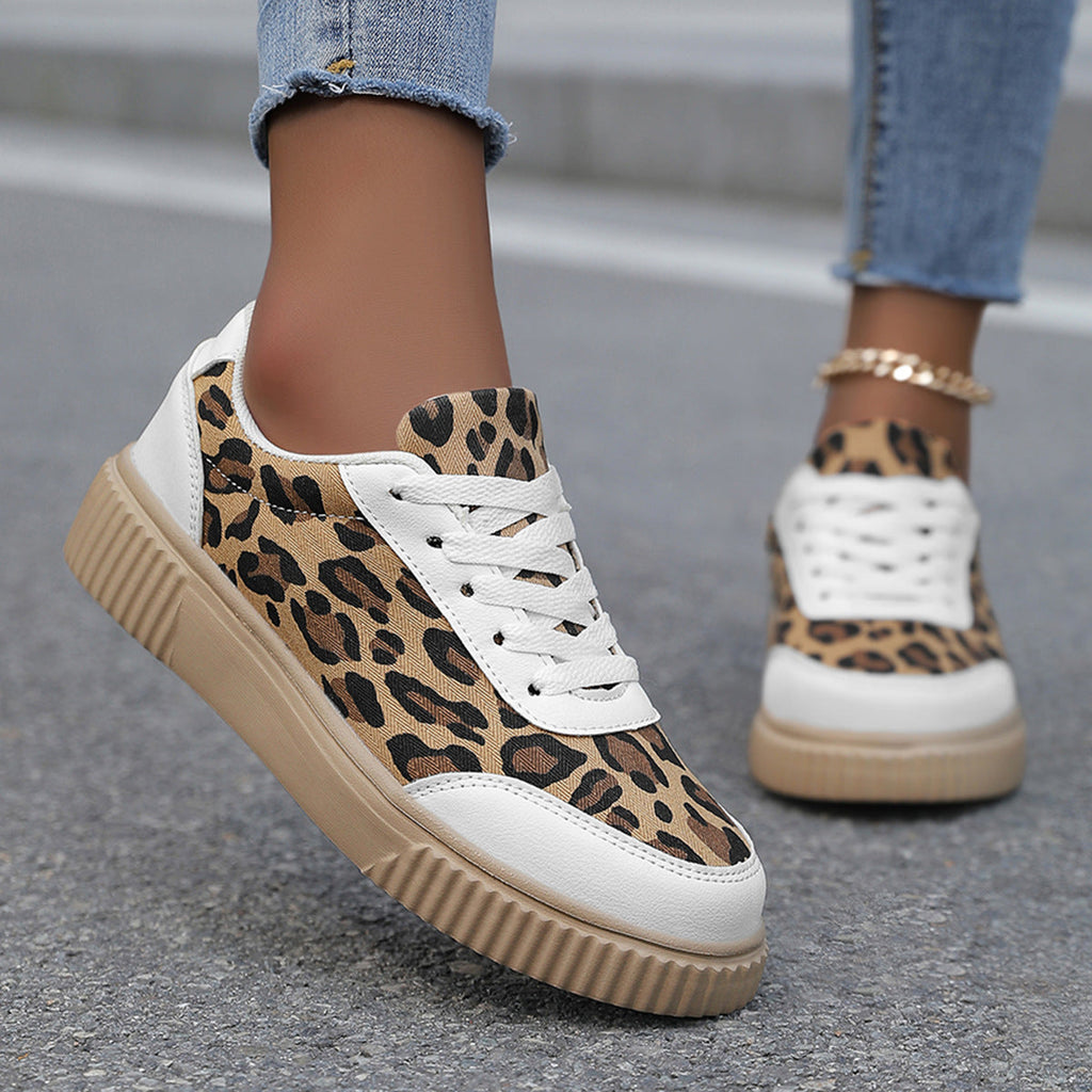Damen Sneaker im trendigen Leopardenmuster mit bequemer Dämpfung