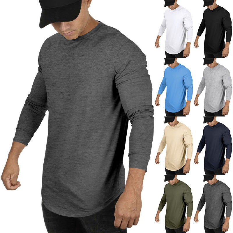 Herren Langarmshirt mit verlängertem Rundsaum und schmalem Schnitt aus elastischem Funktionsjersey Shop Nory