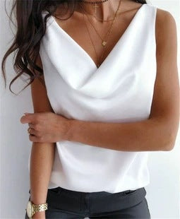 Damen Elegant geschnittenes Top mit tiefem V-Ausschnitt und fließendem Stoff Shopnory