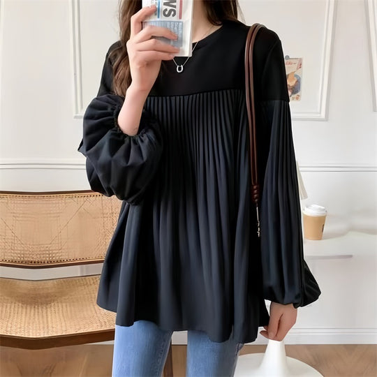 Damen Elegante Plissée-Tunika mit Volumenärmeln und geraffter Brustpartie Shop Nory