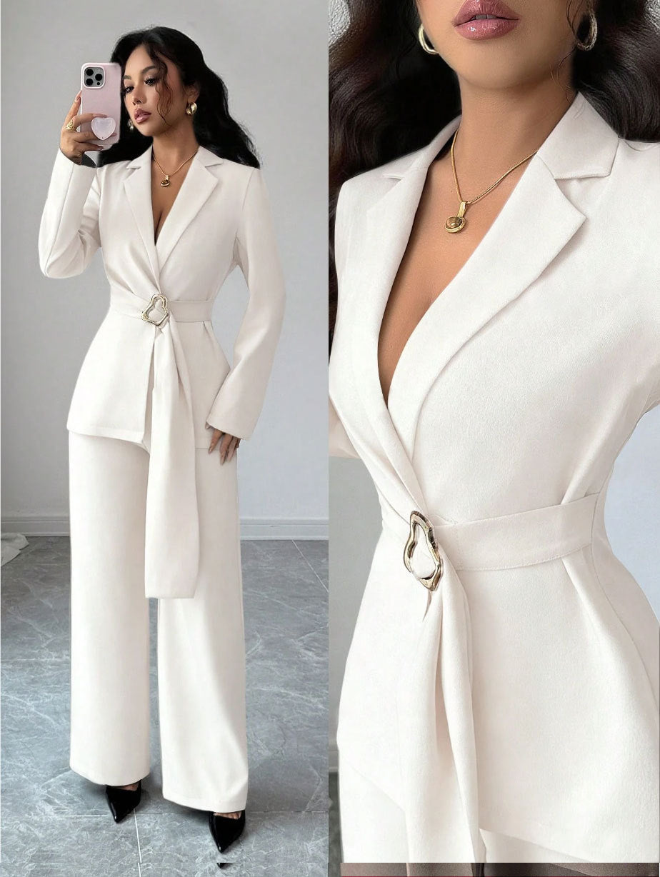 Damen Elegantes Blazer-Kostüm mit Taillengürtel Shop Nory